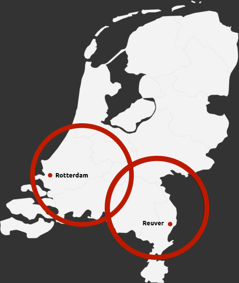 Kaart Reuver en Rotterdam